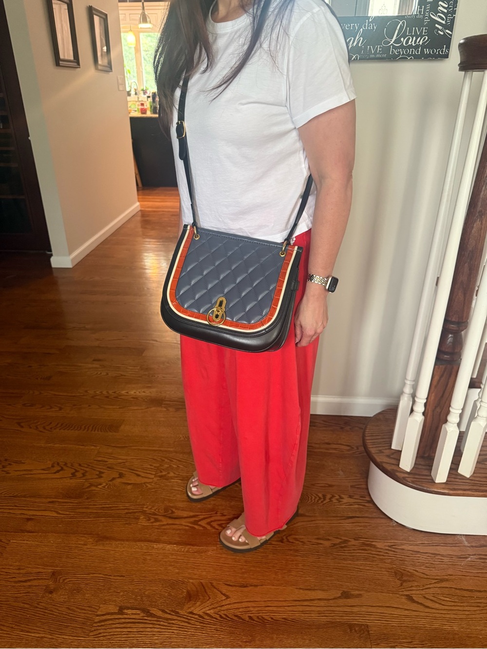 Mulberry Amberley Satchel silky calf and croc pattern - black/chalk/red fox - Picture 12 of 12